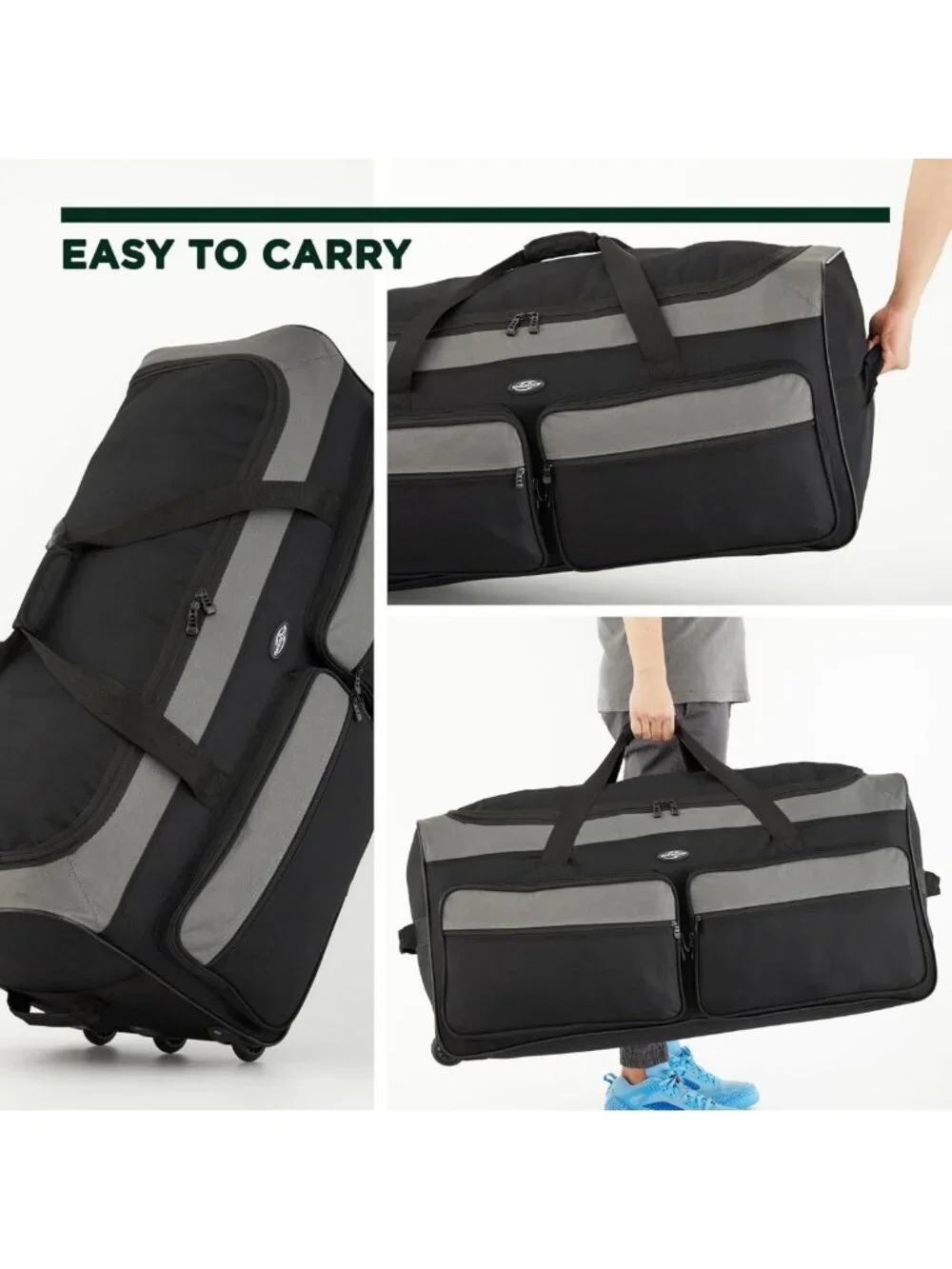 36” Rolling Duffel Bag - Lightweight, Durable, 3-Wheel Travel Luggage for